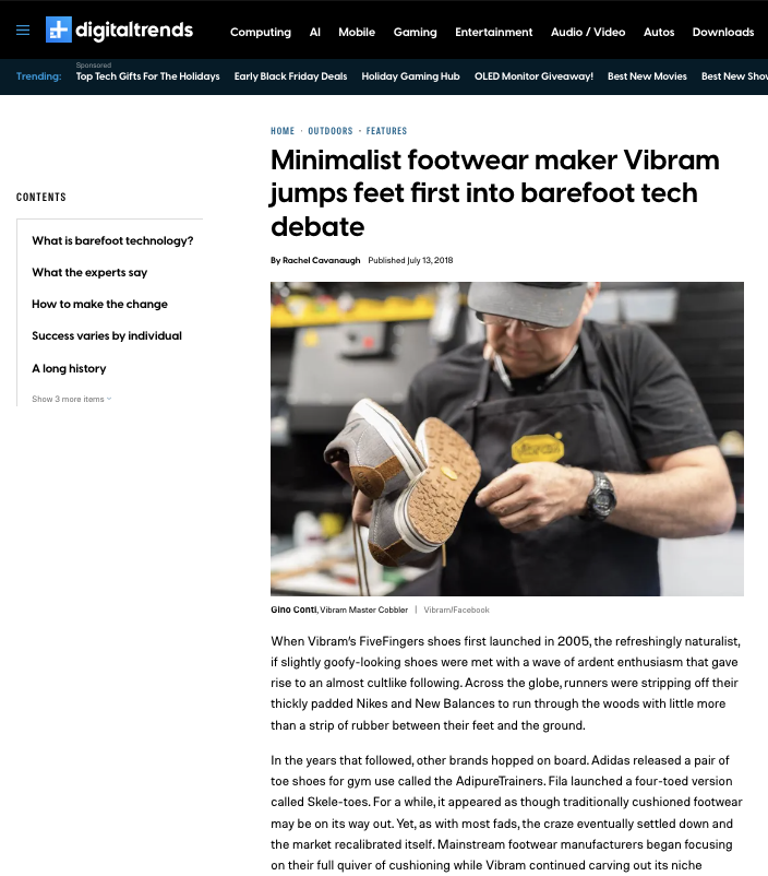 Minimalist Footwear Maker Vibram Jumps Feet First Into Barefoot Tech Debate 